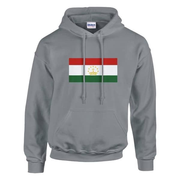 Hættetrøje - PIXELFORMA - Tajikistans flag - Grå - Øko-venlig - Bomuld/Polyester Grå XL