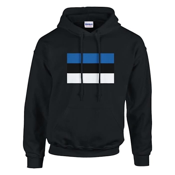 Estonia Flag Hoodie i Svart Svart jag