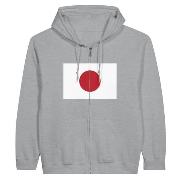 Hættetrøje - PIXELFORMA - Japans flag - Grå - Lange ærmer - Unisex Grå M