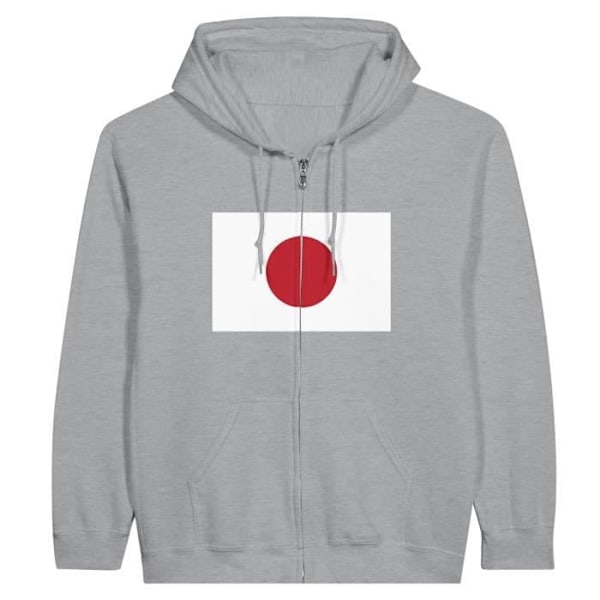 Japan Flag Zip Hoodie i grått Grå XXXL