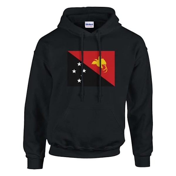 Papua Nya Guinea Flag Hoodie i Svart Svart XL