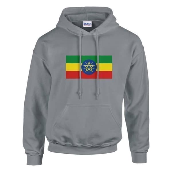 Hættejakke - PIXELFORMA - Ethiopiens flag - Grå - Lange ærmer - Unisex Grå S