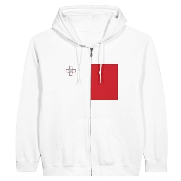 Malta Flag Zip Hoodie i Vit Vit XXL