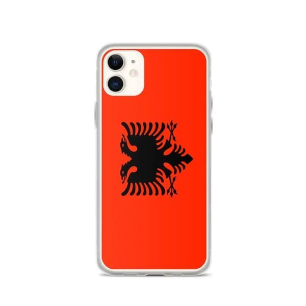Coque iPhone - PIXELFORMA - iPhone 11 - Albaniens flag - Blødt silikone - Fuld beskyttelse Röd