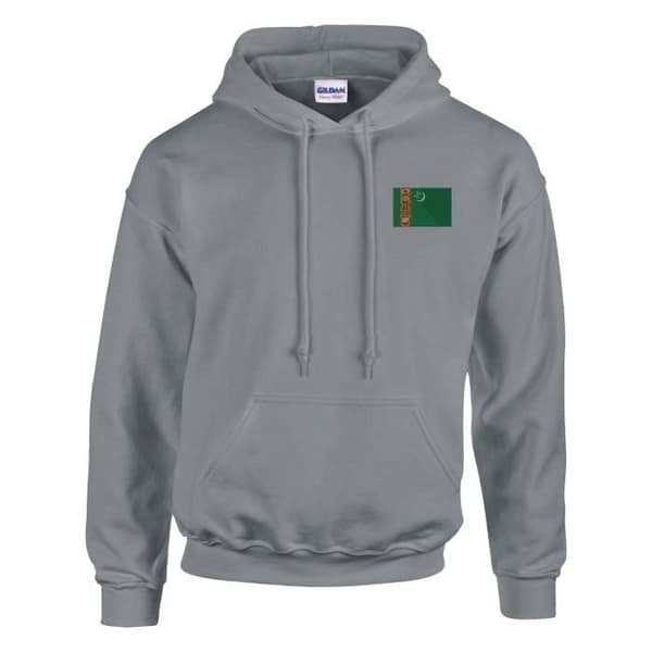 Sweatshirt med hætte - PIXELFORMA - Turkmenske flag - Grå - Lange ærmer - Hættekrave Grå S
