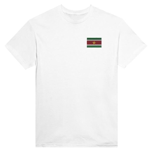 Surinam Flag Broderi T-Shirt i Hvid Vit XL