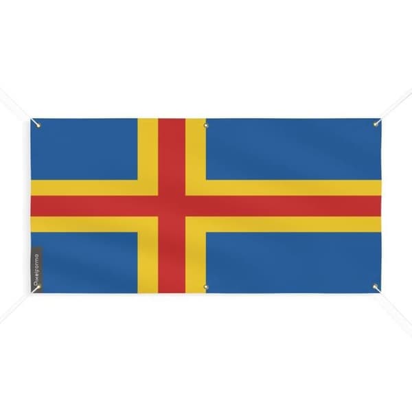 Bannert Ålandsflag - PIXELFORMA - 6 Øjer 100x200cm - Holdbart polyester - Digitalt termisk transfer