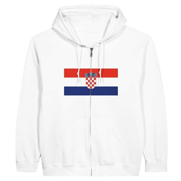 Croatia Flag Zip Hoodie i Vit Vit XXXL