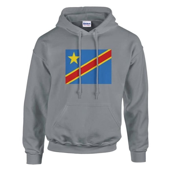 Den Demokratiske Republik Congo Flag-hættetrøje i grå Grå XXXXL