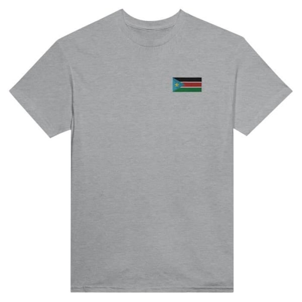 Sydsudan flag broderi T-shirt i grå Grå S