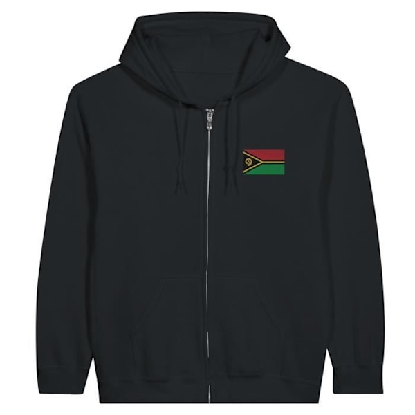 Vanuatu Flag Embroidery Zip Hoodie i Svart Svart jag