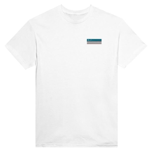 Usbekistan Flag Broderi T-Shirt i Hvid Vit XXL