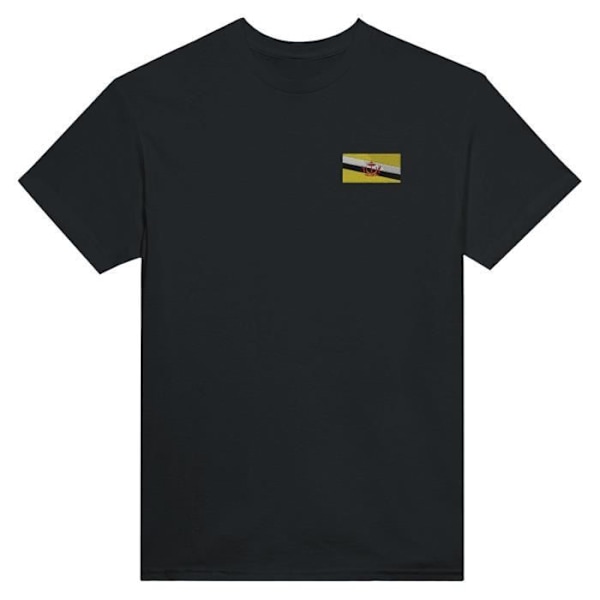 Brunei Flag Broderi T-Shirt i Sort Svart jag