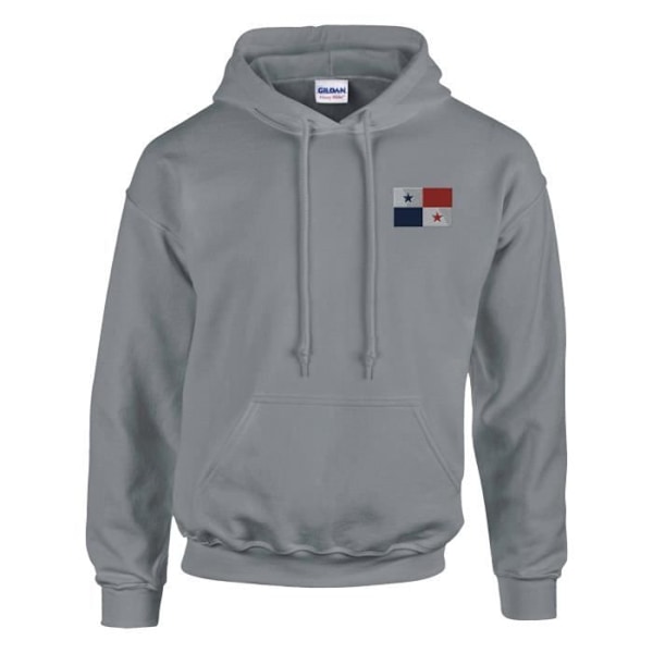 Panama flagga broderi hoodie i grått Grå XXXL