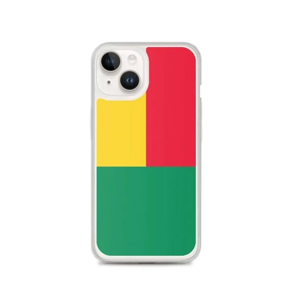 Coque til iPhone - PIXELFORMA - iPhone 14 - Benins flag - Fleksibel silikone - Let design Grön, gul, röd