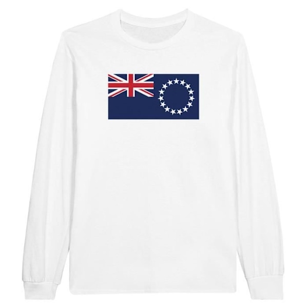 Cook Islands Flag langærmet T-shirt i hvid Vit XXXL