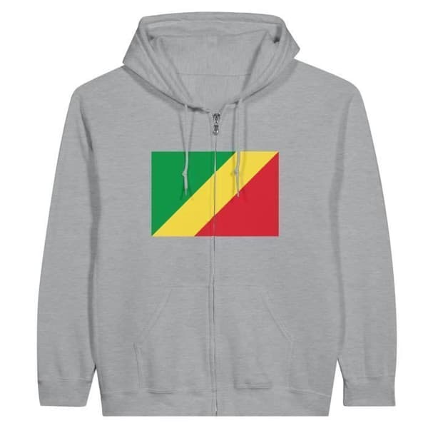 Sweatshirt med hætte - PIXELFORMA - Republikken Congos flag - Grå - Polyester-Bomuld - Optimal komfort Grå M