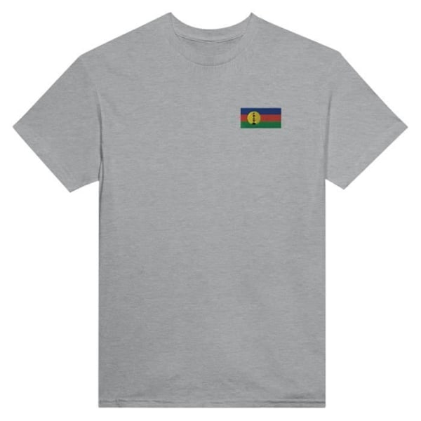 T-shirt Flag fra Ny Kaledonien broderi i gråt Grå XL