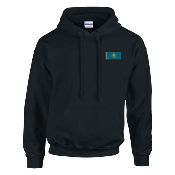Hætte sweatshirt - PIXELFORMA - Kasakhstans flag - Lange ærmer - Hætte - Sort Svart M