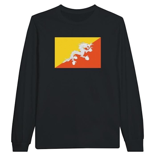 Bhutan Flag Langærmet T-shirt i sort Svart M