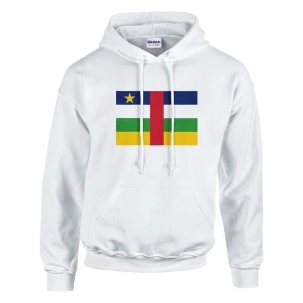 Hættetrøje - PIXELFORMA - Centralafrikas flag - Hvid - Lange ærmer - Hættekrave Vit jag