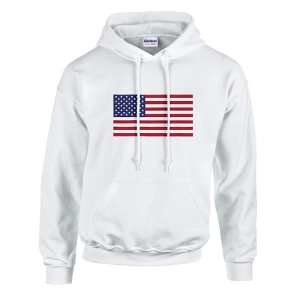 USA Flag Hoodie i vit Vit M