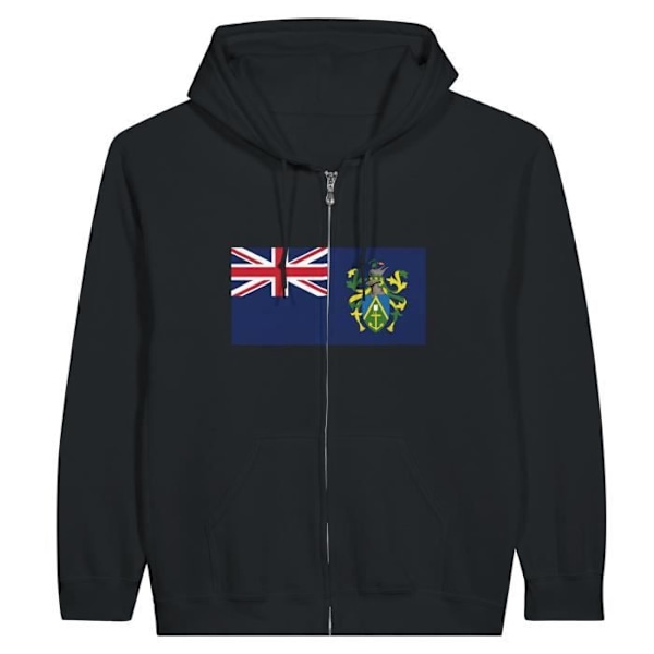 Pitcairn Islands Flag Hættetrøje med lynlås i sort Svart XXXL