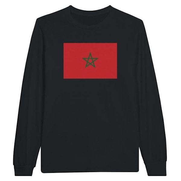 Morocco Flag Langærmet T-shirt i sort Svart XXXL