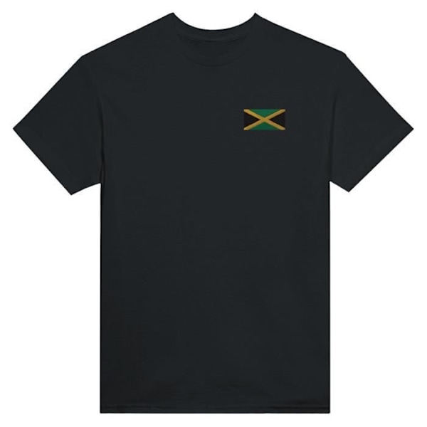 Jamaica Flag Broderi T-Shirt i Sort Svart M