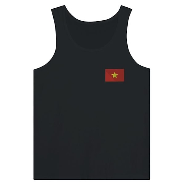 Vietnam Flag Broderi Tank Top i Sort Svart jag