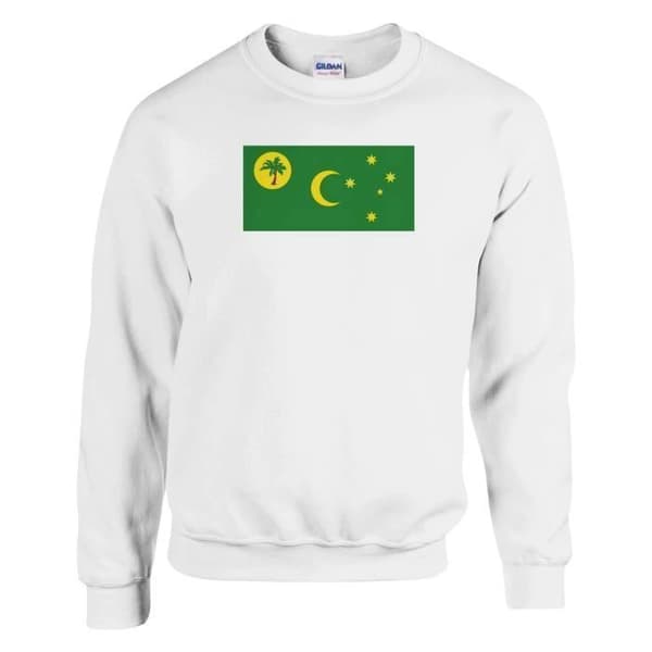 Sweatshirt - PIXELFORMA - Kookossaarten lippu - Pitkät hihat - Pyöreä kaula-aukko - Unisex Vit XXXXL