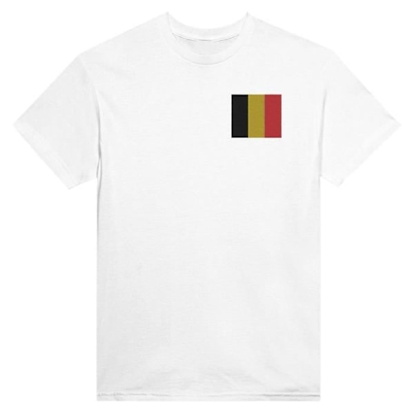 Belgien Flag Broderi T-Shirt i Hvid Vit XXXL