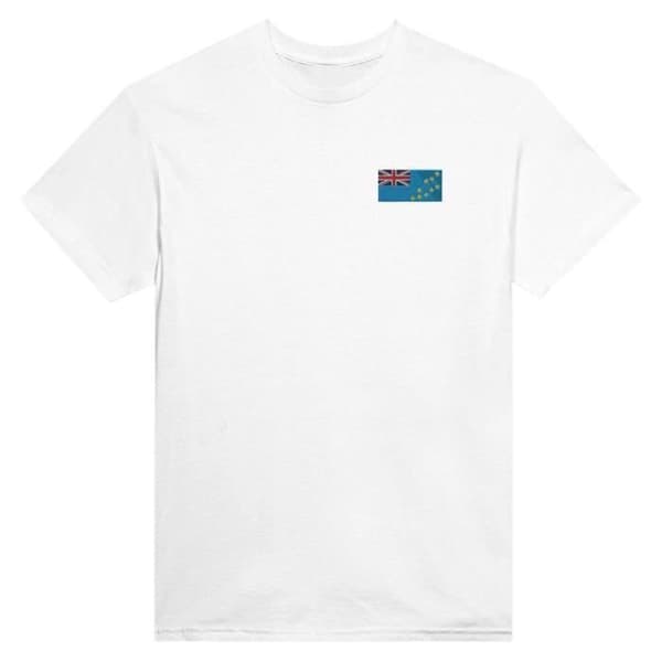 T-shirt - PIXELFORMA - Tuvalu's flag - Broderi - 100% bomuld - Klassisk pasform Vit M