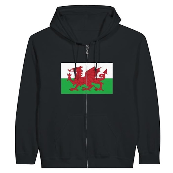 Wales Flag -vetoketjuhuppari mustana Svart jag