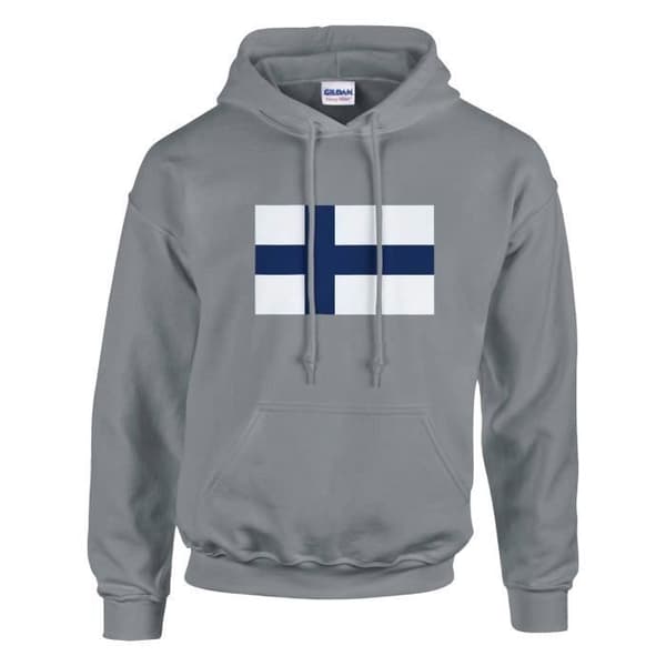 Huppari - PIXELFORMA - Suomen lippu - Harmaa - Pitkät hihat - Unisex Grå S