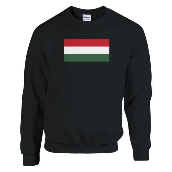 Sweatshirt - PIXELFORMA - Ungarsk flag - Sort - Langærmet - Rund hals Svart M