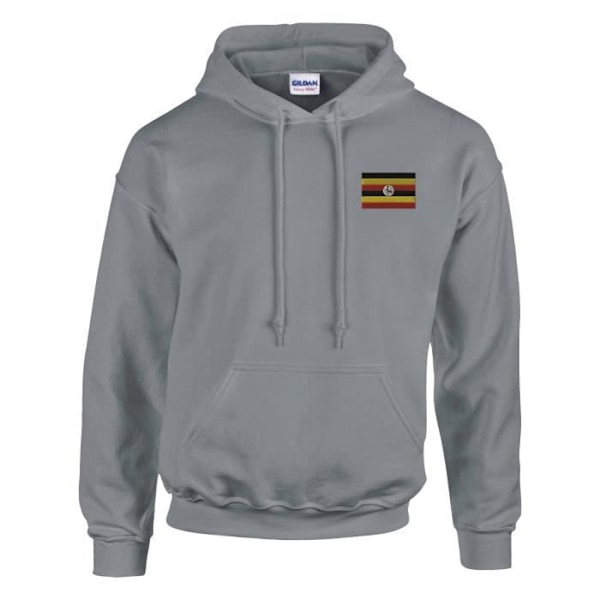 Uganda flagga broderi hoodie i grått Grå XXXL