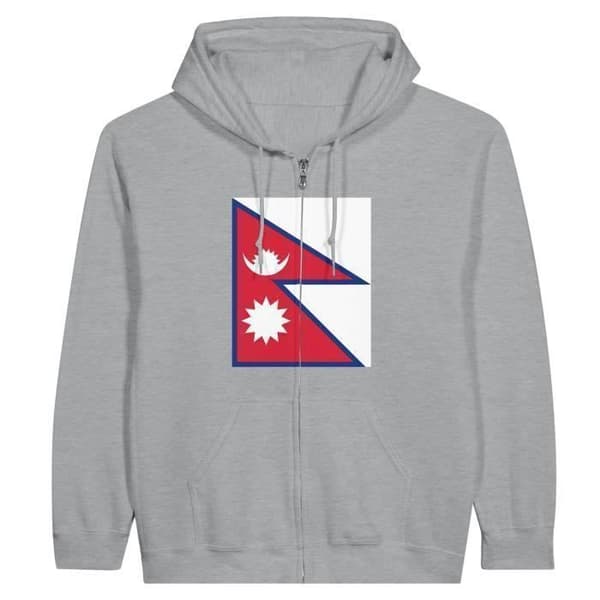 Huppari - PIXELFORMA - Nepalin lippu - Harmaa - Pitkät hihat - Unisex Grå XL