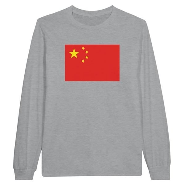 Folkerepublikken Kina Flag langærmet T-shirt i grå Grå XL