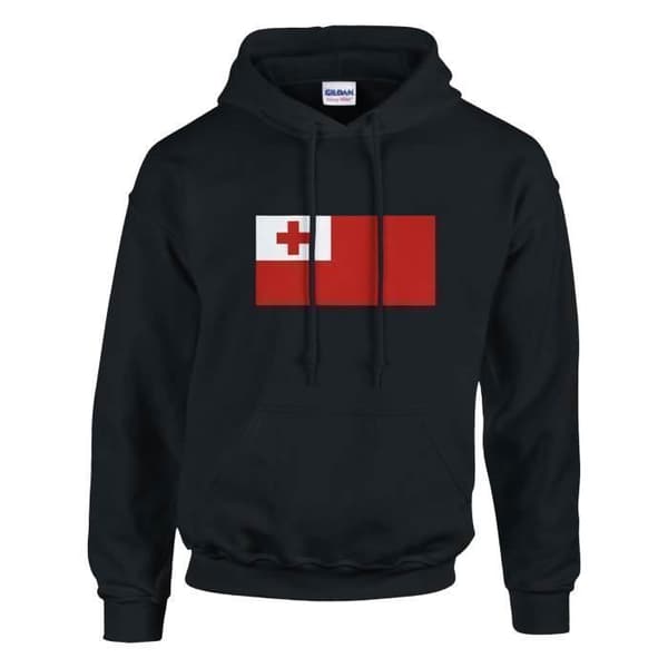 Hættetrøje - PIXELFORMA - Tonga flag - Langeærmede - Hættekrave - Sort Svart jag
