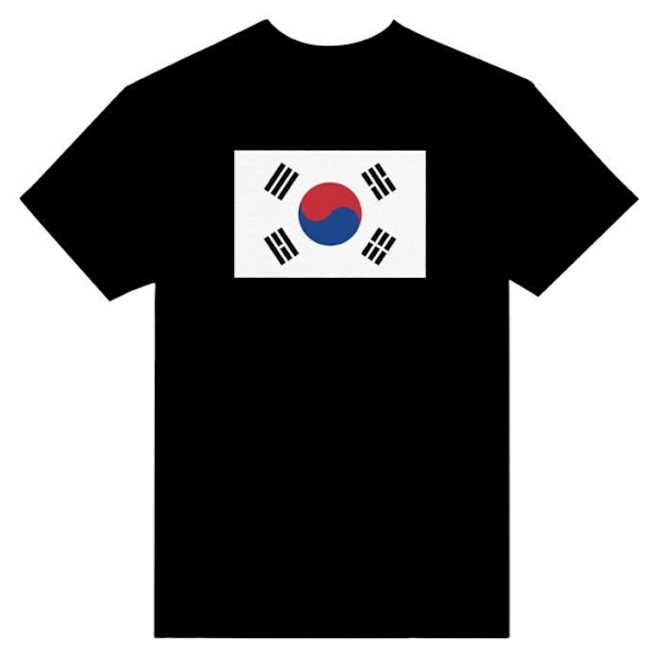 Sydkorea Flag T-shirt i sort farve Svart XXXXXL