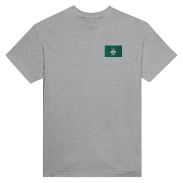 Macau Flag Broderi T-Shirt i Grå Grå XXL