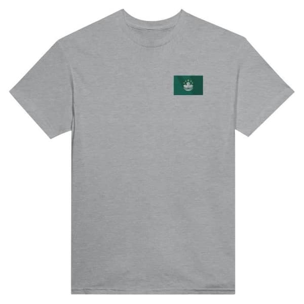 T-shirt - PIXELFORMA - Macaos flagga - Broderi - 100% bomull - Klassisk passform Grå jag