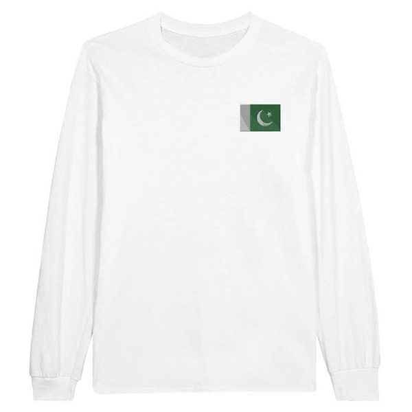 Pakistan Flag Embroidery Pitkähihainen T-paita valkoinen Vit jag