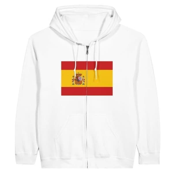 Hætte sweatshirt - PIXELFORMA - Spaniens flag - Hvid - Polyester-Bomuld - Lange ærmer Vit S
