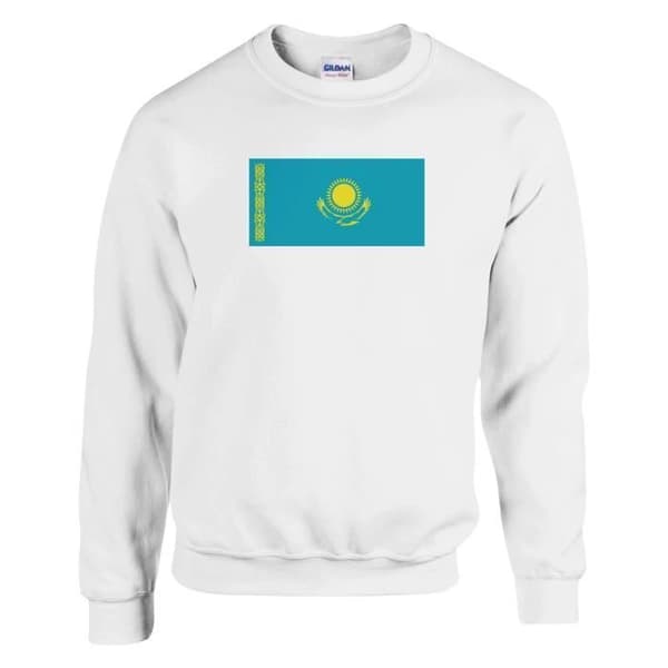 Sweatshirt - PIXELFORMA - Kazakhtans flag - Långa ärmar - Bomull-polyester - Vit Vit XL