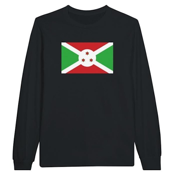 Burundi Flag Langærmet T-Shirt i Sort Svart XXXL