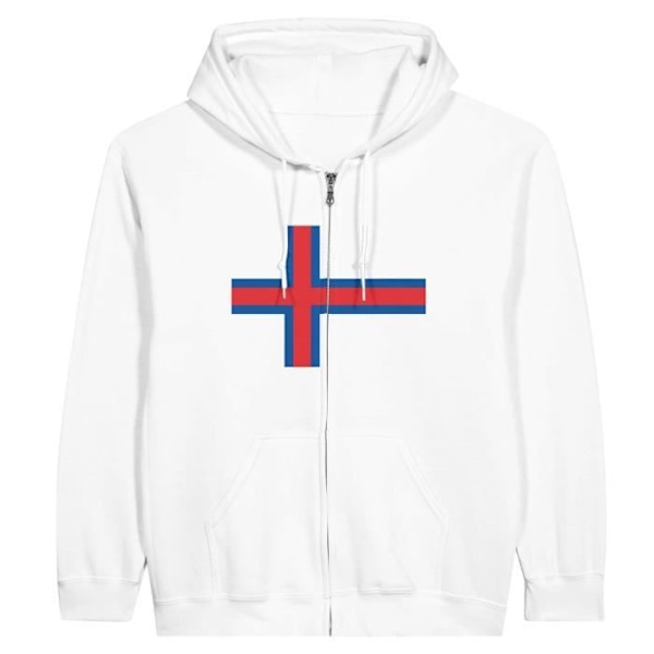 Faroe Islands Flag Zip Hoodie i Vit Vit XL