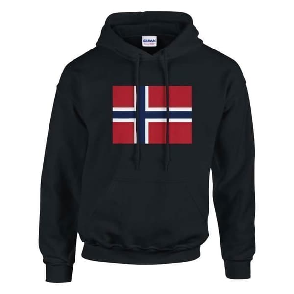 Hoodie - PIXELFORMA - Norges flag - Sort - Miljøvenlig - Bomuld og polyester Svart M