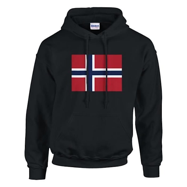 Norway Flag Hoodie i Svart Svart S